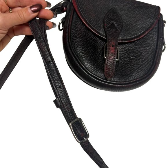 Re-Issue 1976 Roots Bavarian Leather Crossbody Satchel Black/Wine Red Purse - Picture 10 of 13
